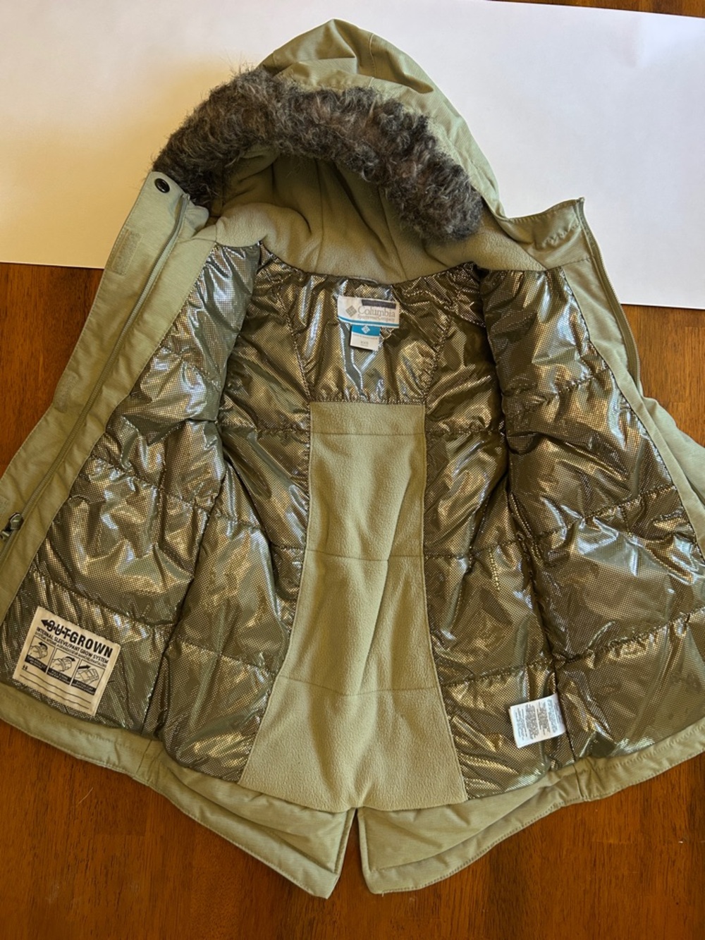 Columbia Nordic Strider II Girls XXS 4/5 Green Omni-Heat Parka Faux Fur - Picture 4 of 11